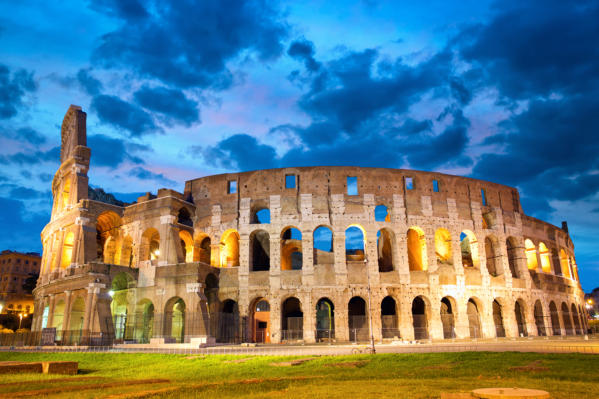 Colosseum or Coliseum in Rome at dusk, Italy