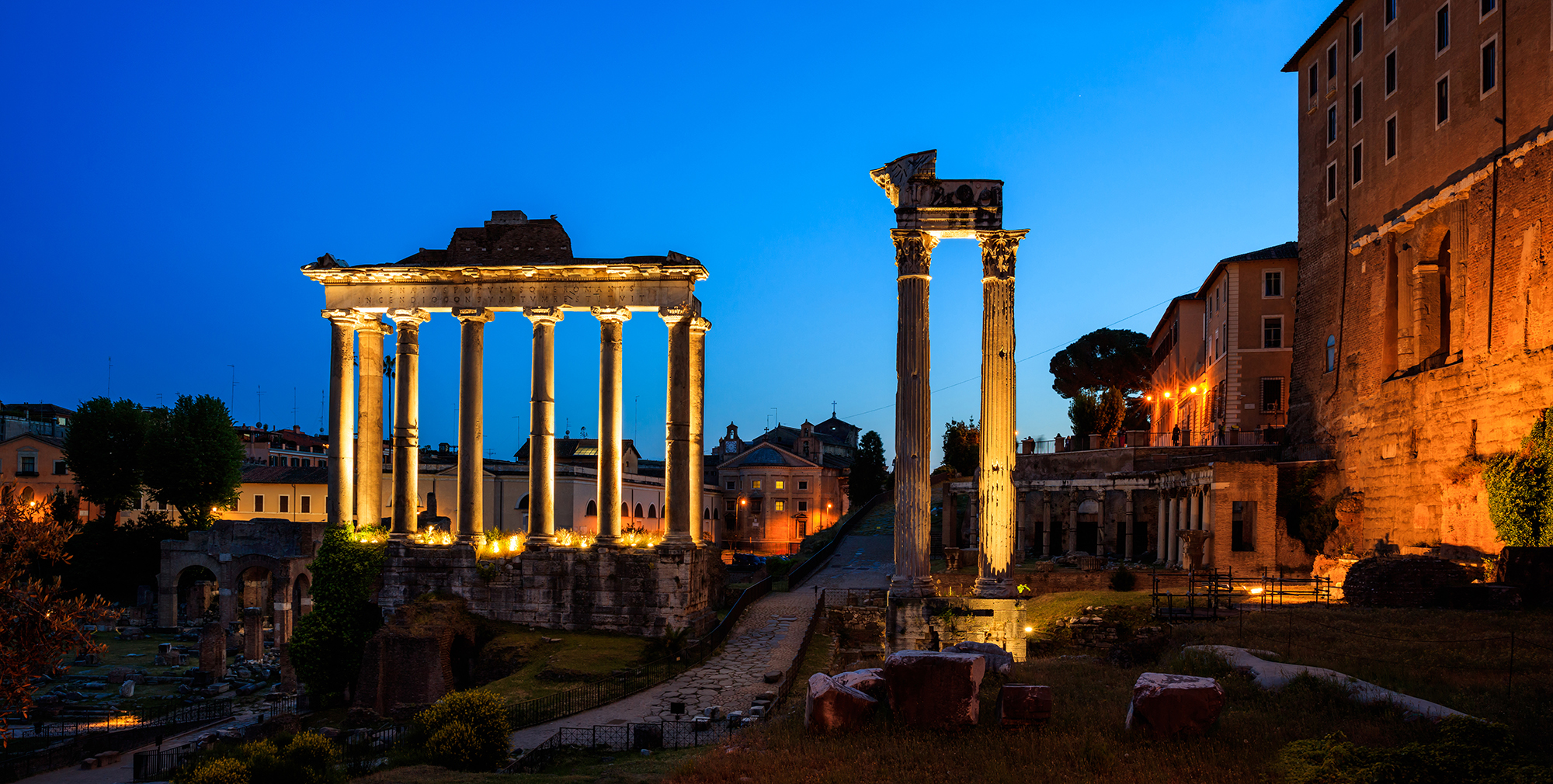 Roman Forum in Rome, Italy  - night view